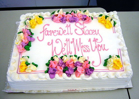 Customized Tiered Abstract Farewell Cake
