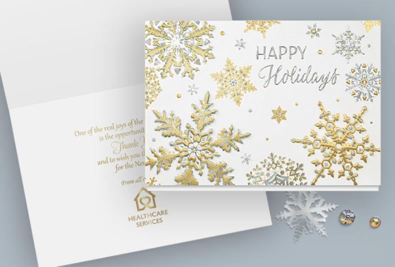 Corporate Holiday Silver Snowflakes Christmas Greeting Card for eMail -  Holiday eCard for Business